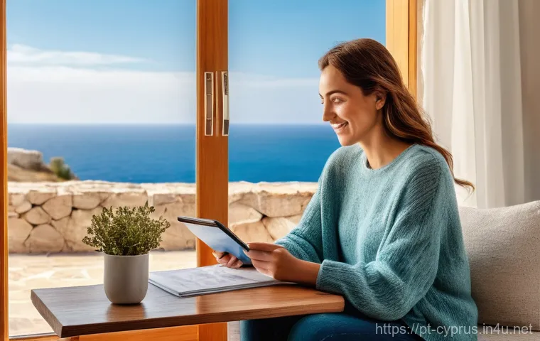 키프로스 항공편 최저가 찾기 - **Prompt 1: Serene Cyprus Travel Planning with Smart Anticipation**
    A wide shot of a thoughtful ...